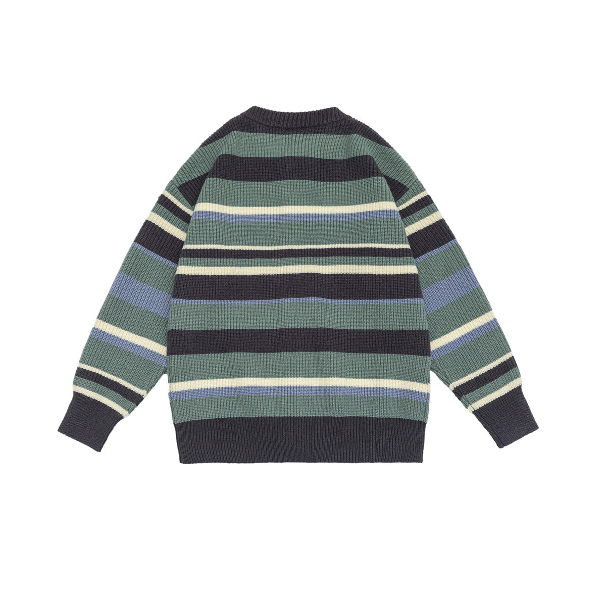 Unisex Color-block Striped Loose Casual Cardigan Sweater Coat