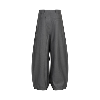Retro Unisex Trendy Pleated Deconstructed Design Men's Slightly Curved Drape Casual Trousers
