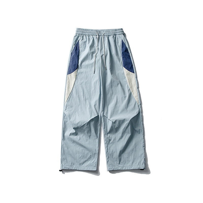 Outdoor Color-Blocking Spliced Loose Casual Sporty Versatile Cuffed Long Pants