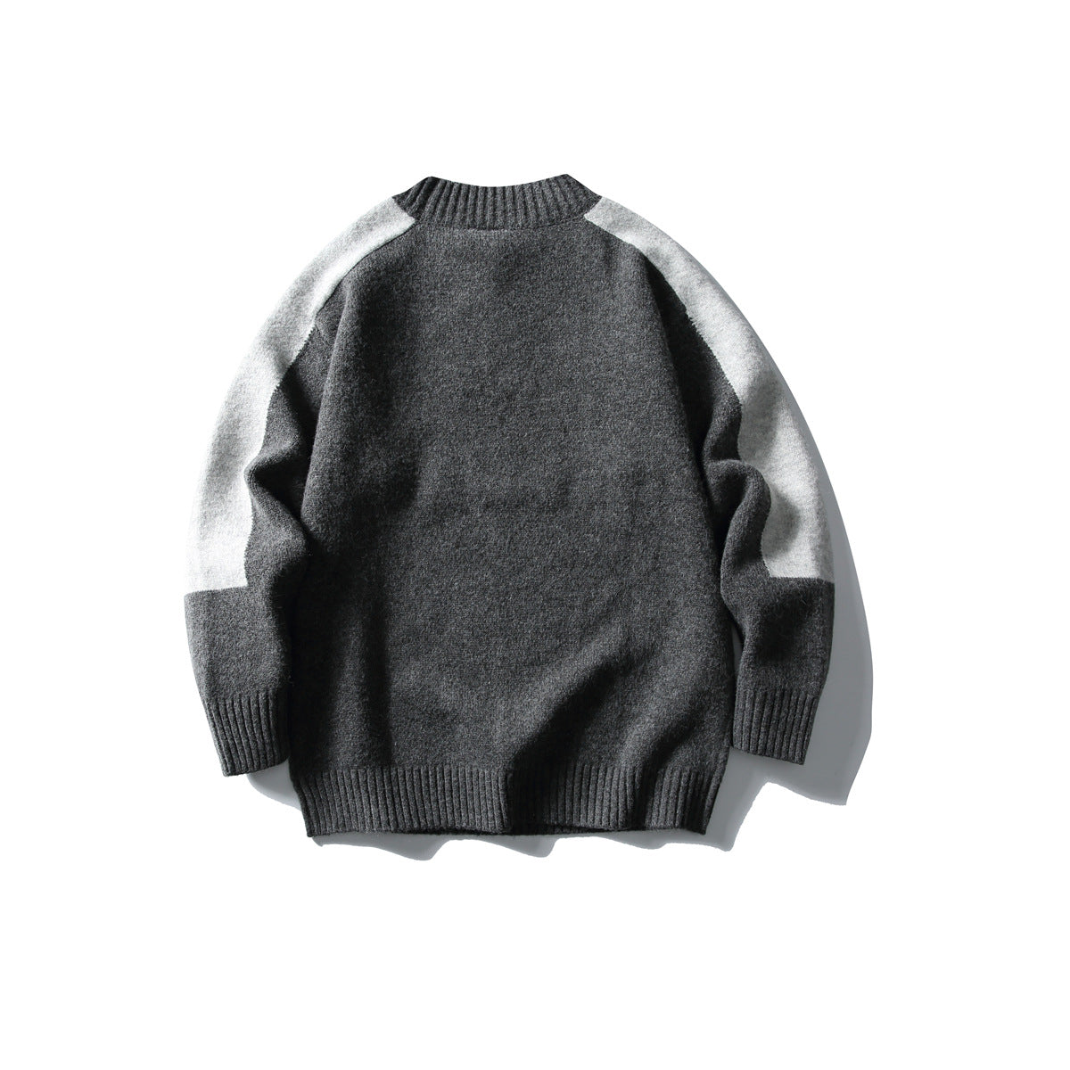 Shoulder Sleeve Rectangle Color-blocked Loose Round Neck Sweater