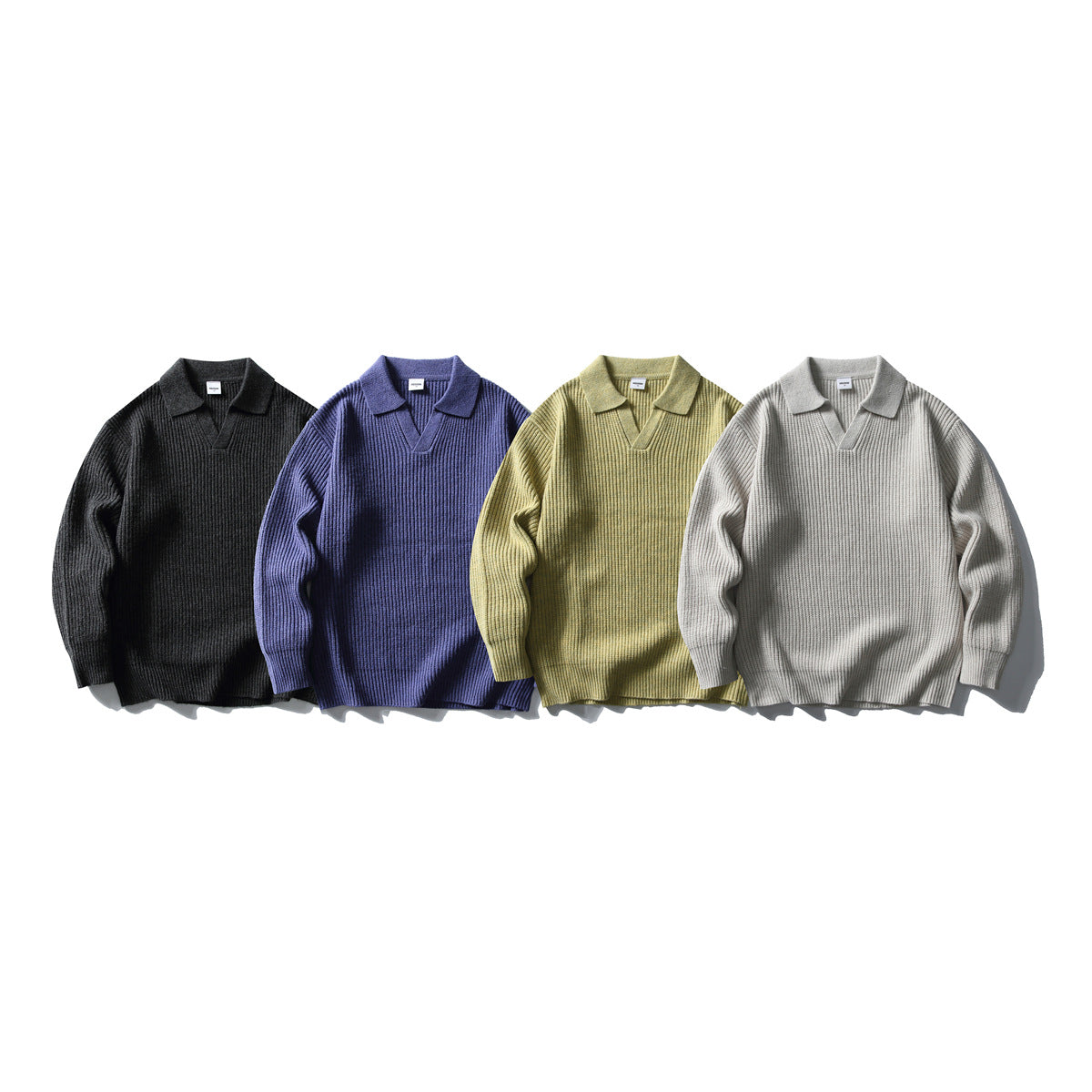 Simple Solid Color Casual Loose Basic Reversible Collar Sweater