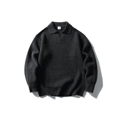 Simple Solid Color Casual Loose Basic Reversible Collar Sweater