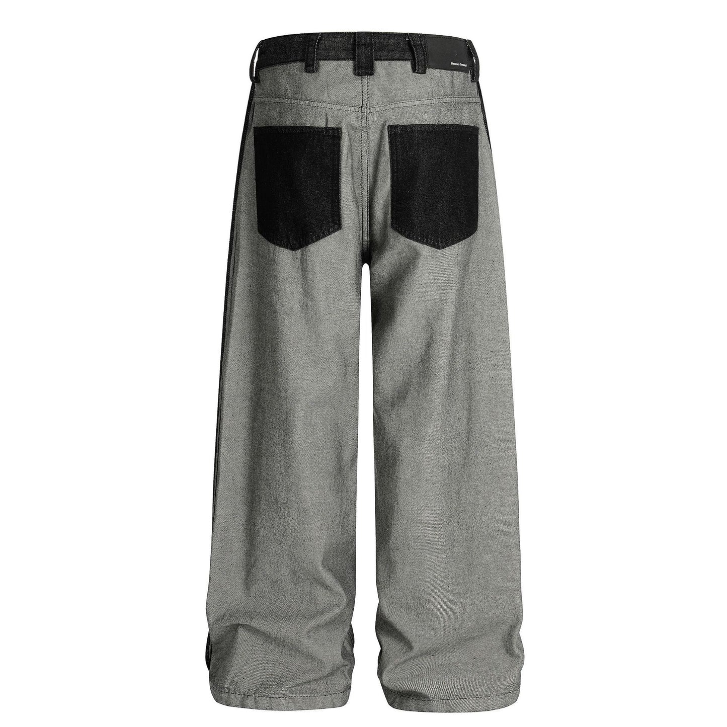 Street Style Printed Deconstructed Asymmetrical Design Loose Fit Unisex Jeans