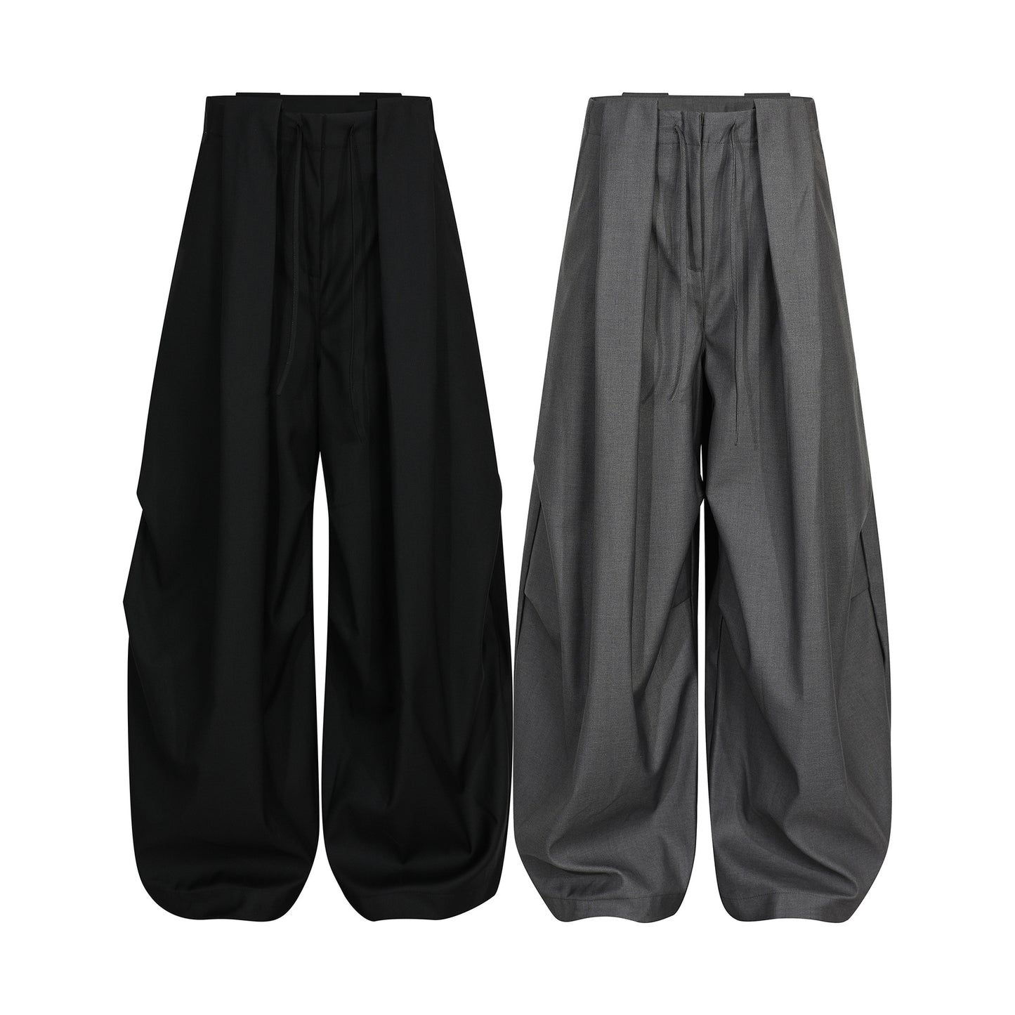 Retro Unisex Trendy Pleated Deconstructed Design Men's Slightly Curved Drape Casual Trousers