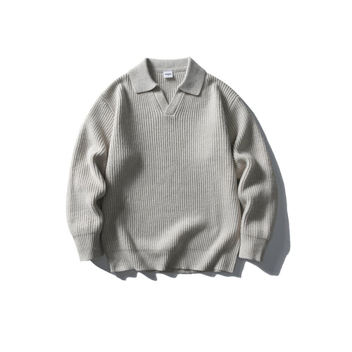 Simple Solid Color Casual Loose Basic Reversible Collar Sweater