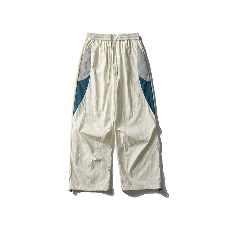 Outdoor Color-Blocking Spliced Loose Casual Sporty Versatile Cuffed Long Pants