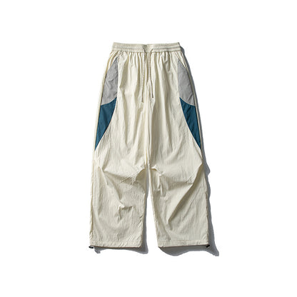 Outdoor Color-Blocking Spliced Loose Casual Sporty Versatile Cuffed Long Pants
