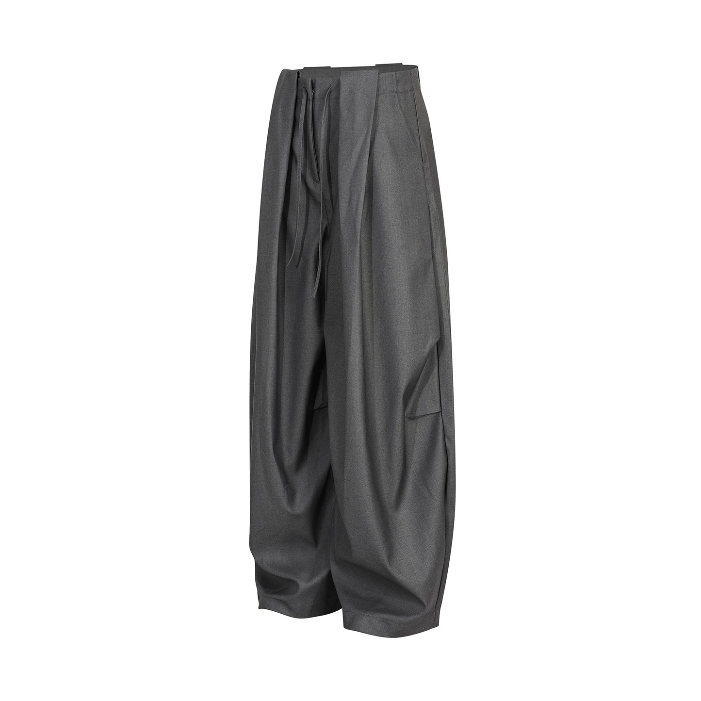 Retro Unisex Trendy Pleated Deconstructed Design Men's Slightly Curved Drape Casual Trousers
