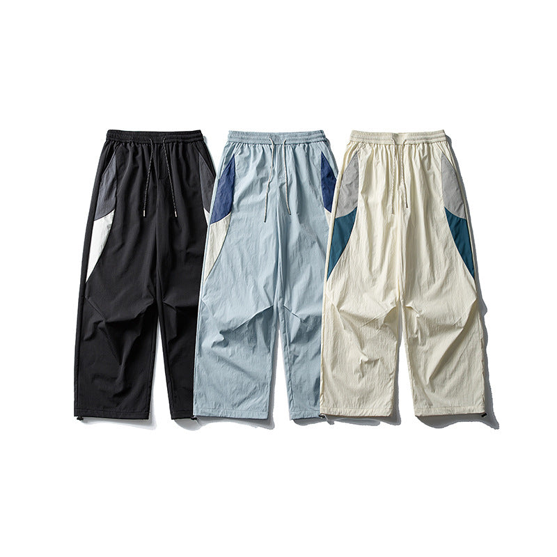 Outdoor Color-Blocking Spliced Loose Casual Sporty Versatile Cuffed Long Pants