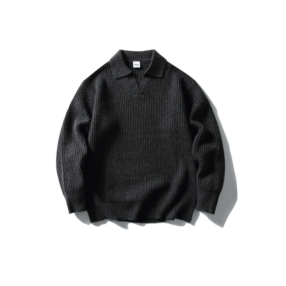 Simple Solid Color Casual Loose Basic Reversible Collar Sweater